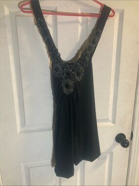 Garcia Black Beaded V-Neck Prom Dress